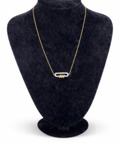 Modern Formlu Zirkon Taşlı Altın Renk Çelik Kolye