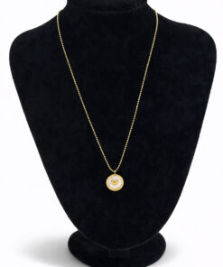 Sedef Detaylı Kalp Figürlü Çelik Kolye