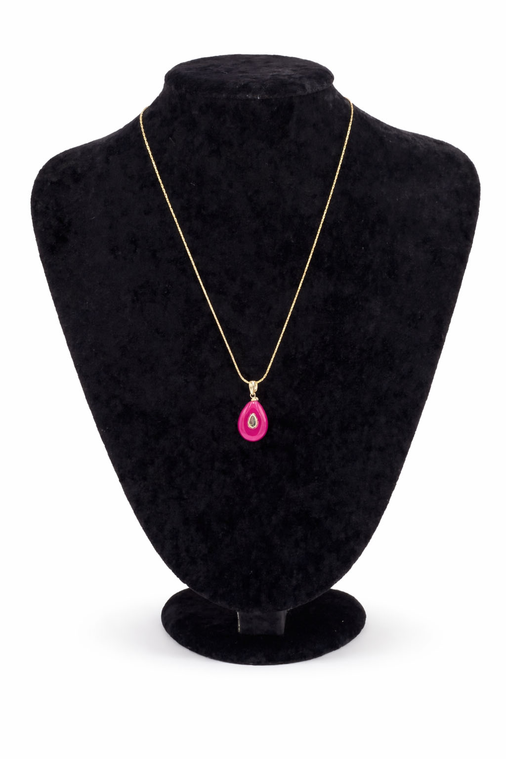 Fuşya Doğal Taş Detaylı Altın Renk Çelik Kolye Fuşya Doğal Taş Detaylı Altın Renk Çelik Kolye