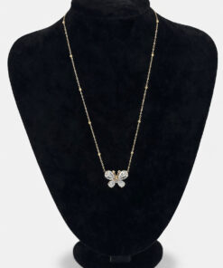 Kelebek Figürlü Zirkon Taş Detaylı Çelik Kolye