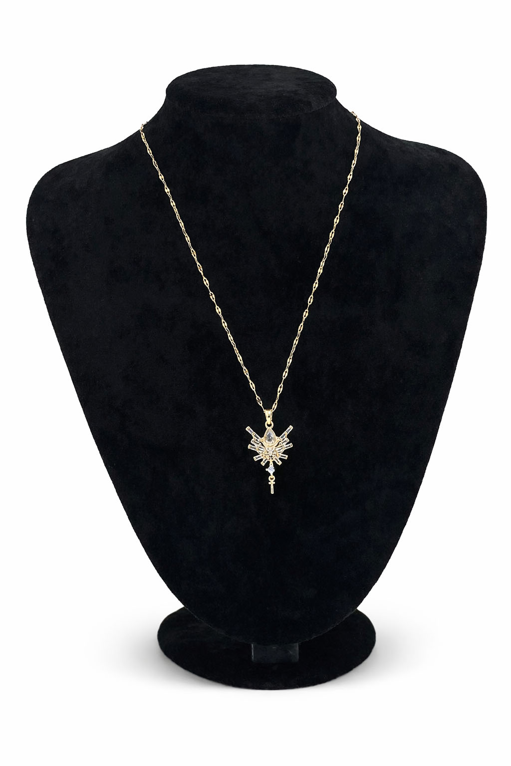 Işıltılı Yıldız Formlu Zirkon Taşlı Altın Renk Çelik Kolye