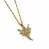 Işıltılı Yıldız Formlu Zirkon Taşlı Altın Renk Çelik Kolye