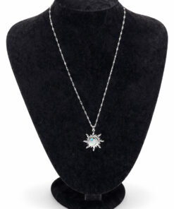 Güneş Figürlü Turkuaz Taş Detaylı Çelik Kolye