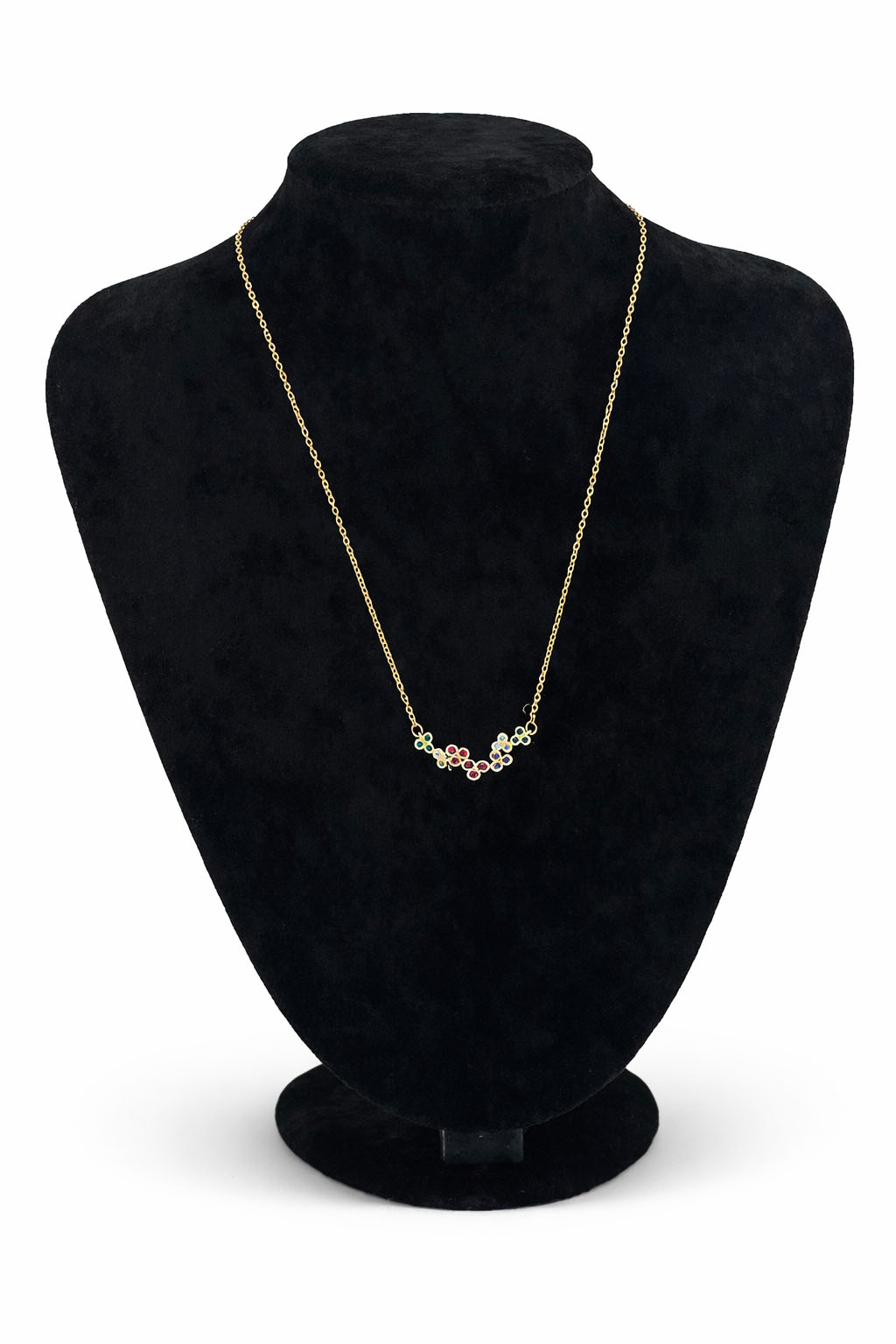 Renkli Çiçek Figürlü Zirkon Taşlı Altın Renk Çelik Kolye Renkli Çiçek Figürlü Zirkon Taşlı Altın Renk Çelik Kolye