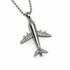 Uçak Figürlü Zirkon Taşlı Çelik Kolye