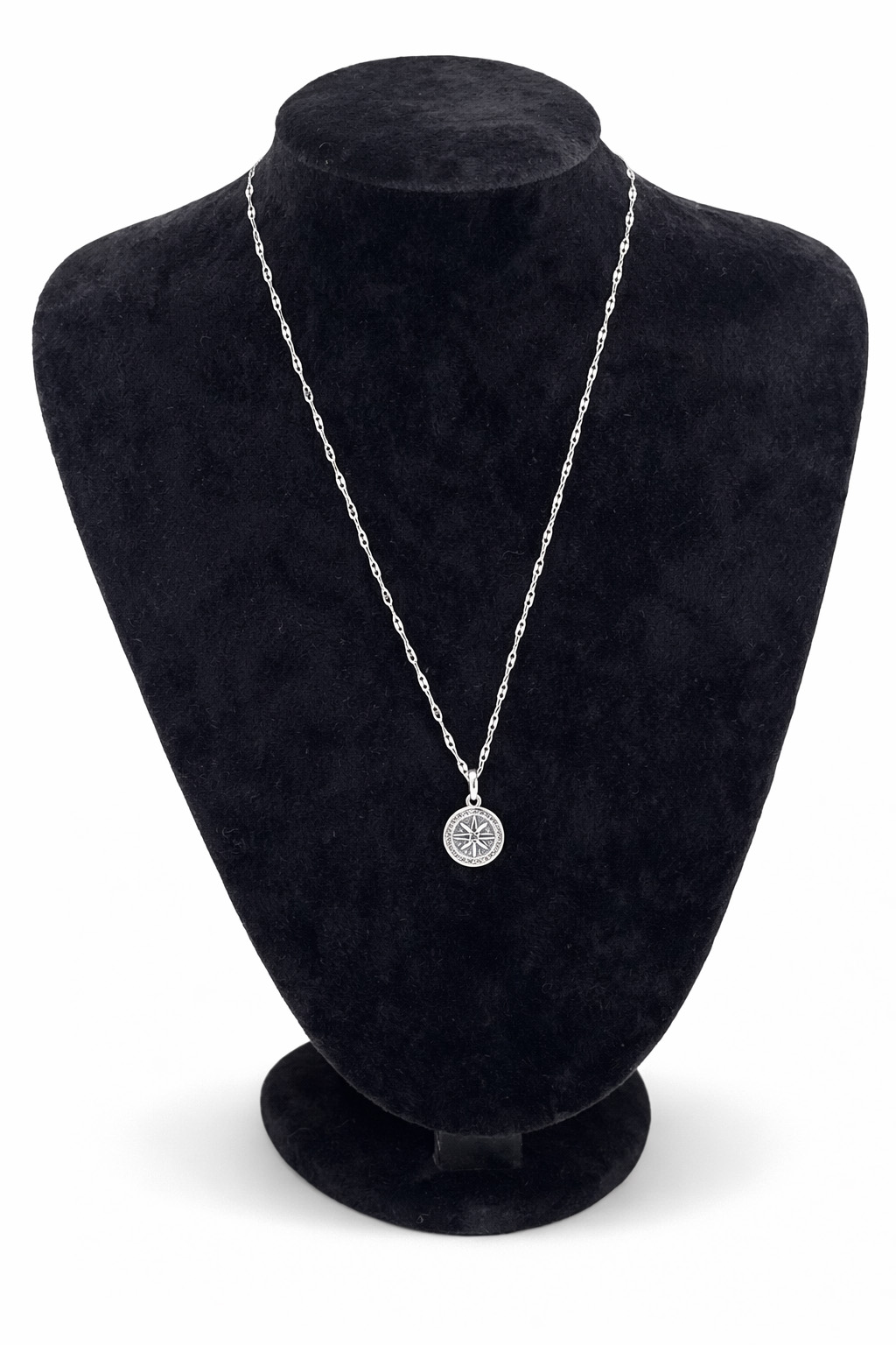 Pusula Figürlü Zirkon Taşlı Çelik Kolye