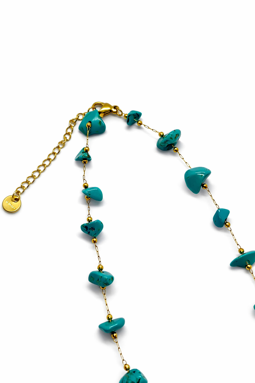 Turkuaz Doğal Taş Detaylı Altın Renk Çelik Kolye Turkuaz Doğal Taş Detaylı Altın Renk Çelik Kolye