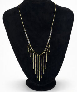 Zirkon Taş Detaylı Sallantılı Altın Renk Çelik Kolye