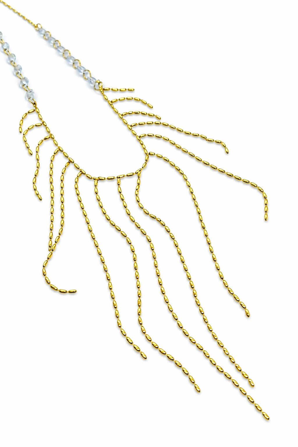 Zirkon Taş Detaylı Sallantılı Altın Renk Çelik Kolye Zirkon Taş Detaylı Sallantılı Altın Renk Çelik Kolye