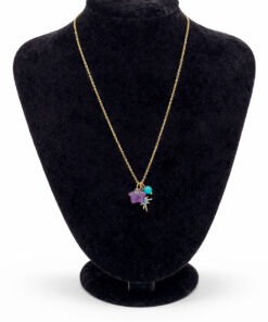 Doğal Taş ve Zirkon Taş Detaylı Altın Renk Çelik Kolye