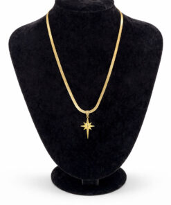 Zirkon Taş Detaylı Kuzey Yıldızı Altın Renk Çelik Kolye