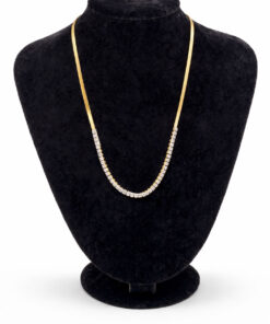 Zirkon Taş Detaylı Altın Renk Çelik Su Yolu Kolye