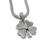 Yonca Figürlü Zirkon Taşlı Gümüş Renk Çelik Kolye